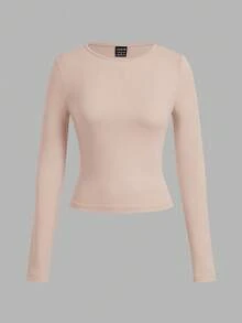 SHEIN EZwear Bộ 3 áo thun bodycon cổ rộng tay dài thường ngày cho nữ, Thu/Đông - Nhiều màu - Xem 5