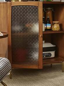 1 Roll Vintage Geometric Pattern Glass Film, Privacy Window Film, Glass Window Sticker, Reusable Non-Adhesive Glass Decoration For Home And Office