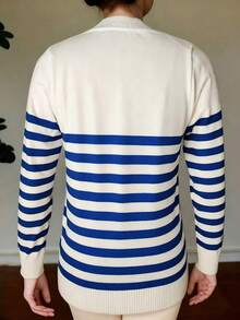 INAWLY 女式休闲条纹立领长袖毛衣