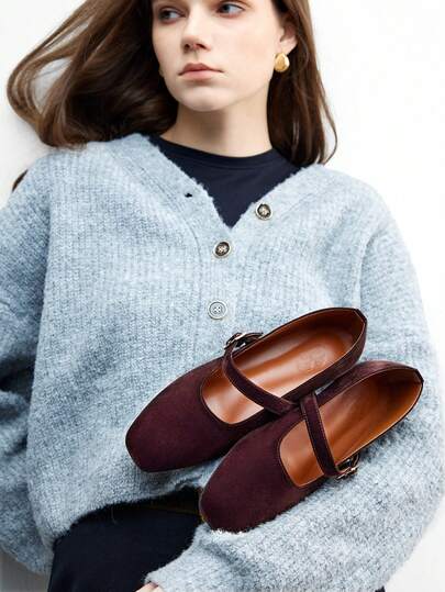 CUCCOO BIZCHIC 女士时尚通勤百搭休闲玛丽珍平底鞋