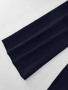 Franclia 女式休闲白衬衫和黑色连体裤两件套 - 藏蓝色 - 查看 5