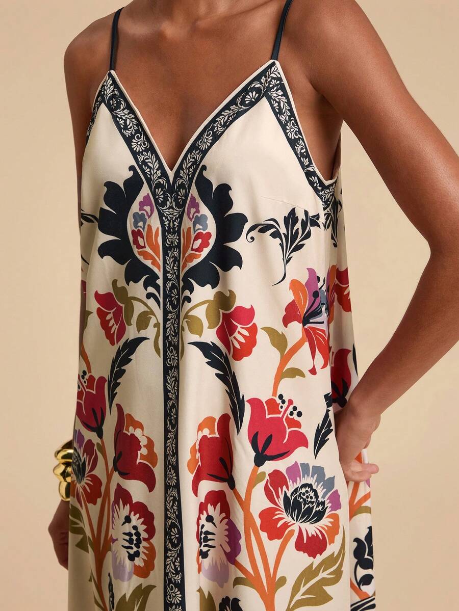 Travachic 女式彩色花卉印花细肩带休闲连衣裙 - 彩色 - 查看 1