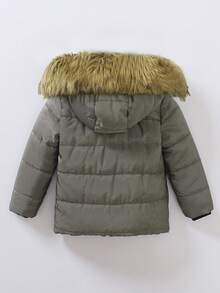 SHEIN Explorewe 2pcs/Set Young Boy Thermal Lined Windproof Hooded Padded Coat, Warm Padded Coat With Pockets Young Boy Winter Coattoddler Winter Coat BoyYoung Boys Coat WinterYoung Boys Coatbaby Boy Winter Coat - Grey - View 2