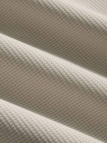 PAVTROS 男式字母和图案印花圆领长袖休闲 T 恤 - 卡其色 - 查看 6