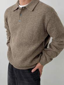 DAZY Men's Casual Solid Color Knit Sweater, Versatile For Autumn