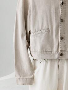 ESTAVOR Men's Casual Retro Long Sleeve Denim Jacket, Autumn - White - View 6