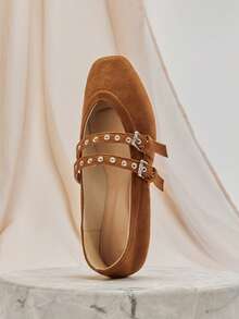 SHUZIA Women's Elegant Mary Jane Flats– Comfortable, Versatile & Classic Essential - Khaki - View 7