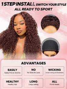 QUICK WEAR 9am Hair Store Wear Go 半头假发 红棕色水波纹 3合1半头假发 翻转式假发 隐形发际线 适合初学者 180%密度 14-16英寸波波头 18-28英寸长发 未经加工的人发假发 即戴即用 无胶假发 人发 Y2k风格人发假发礼品 - S33 - 查看 8