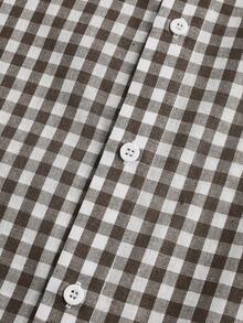 HIMLAND Áo sơ mi nam dệt kẻ caro dài tay cài nút phía trước - Cà phê nâu - Xem 3