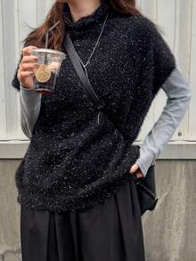 FRIFUL Damen Metallic-Garn Rollkragen Pullunder, Unterziehcamisole - Verschiedenfarbig - Übersicht 2