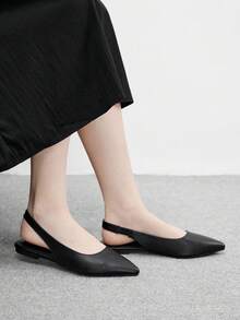 CUCCOO BIZCHIC 女士时尚黑色尖头平底鞋，简约通勤百搭乐福鞋 - 黑色 - 查看 5