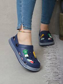 Women Flat Sandals - Navy Blue - View 3