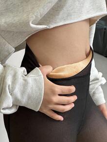 Dazy Kids Teen Girls Casual Everyday Commute Versatile Thermal Lined Black Leggings