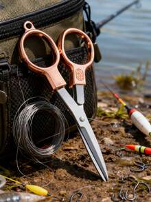 Double Circle Retro Rose Gold Folding Scissors - Portable Mini Rose Gold Scissors With Compact Design, Ideal For Private Fishing, Travel, Home Use, Lightweight & Easy To Carry, Sharp Rose Gold Blade For Precise Cutting - Rose gold - View 3