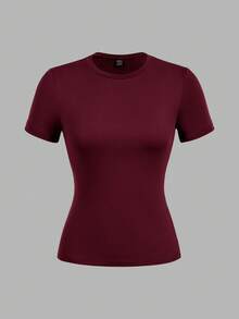 SHEIN EZwear Bộ 2 áo thun tay ngắn cổ tròn đơn giản, tối giản, thích hợp cho mùa xuân/hè - Nhiều màu - Xem 5