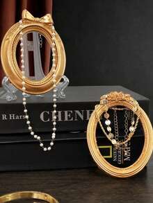 1 khung ảnh mini kiểu Châu Âu cổ điển màu vàng INS, phụ kiện trang trí móng tay, vòng cổ, trang sức, phông nền chụp ảnh, không có keo dán mặt sau. - Nhiều màu - Xem 11