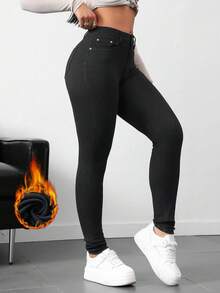 SHEIN Tall Tall Women's Stretch Washed Denim Skinny Jeans