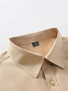 Manfinity Nomadique Men's Western Cowboy Style Casual Long Sleeve Shirt Beige Men Western Shirts Light Brown Shirt Men Cowboy Carter Shirt Cowboy Men Shirt Rodeo Shirt Men - Khaki - View 5