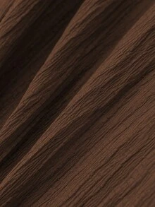 Rusticease 女士纯色盖袖休闲衬衫，适合夏季 - 棕色 - 查看 5