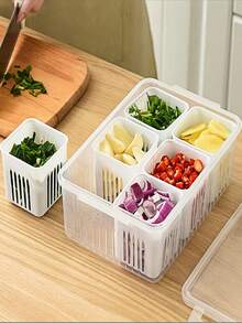 1 Set Of Multi-Grid Food Storage Box. - Clear - View 6
