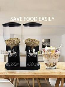 [Giải pháp lưu trữ nhà bếp] Hộp đựng ngũ cốc ăn sáng hai ngăn sáng tạo, hộp đựng yến mạch chống ẩm màu đen - màu đen - Xem 8