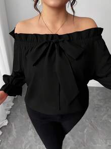 Elenzga Damen Große Größen Off-Shoulder Bluse mit Halbarm, vielseitig für den täglichen Gebrauch, elegant und modisch
