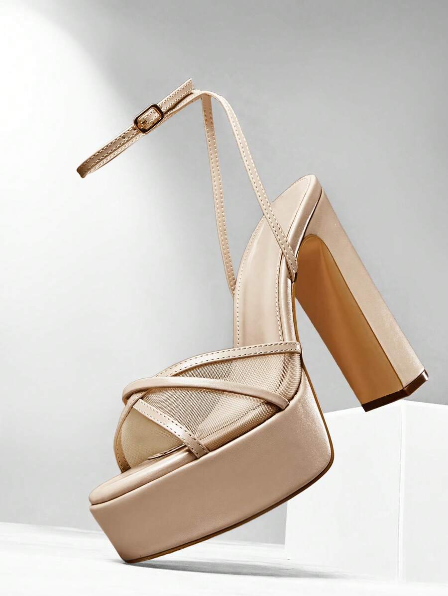 SHUZIA 女士时尚日常百搭踝带厚底凉鞋