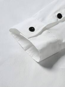 Manfinity Homme Men's Fashionable Casual Textured Fabric Long Sleeve Shirt Men S Button Up Shirt Men S Shirts White Men Shirt White Button Up Men Men White Button Up Shirt Long Sleeve Men Shirt Men White Casual Shirts Men Casual Shirts Casual Shirt With Two Pockets Long Sleeve For Men Old Money Daily Leisure, Weekend Trips, Outdoor Activities, Travel Expeditions, Relaxed Work Environments Or Semi-Formal Occasions,Boyfriend/Husband Gift, Anniversary Gift Christmas Outfits - White - View 5