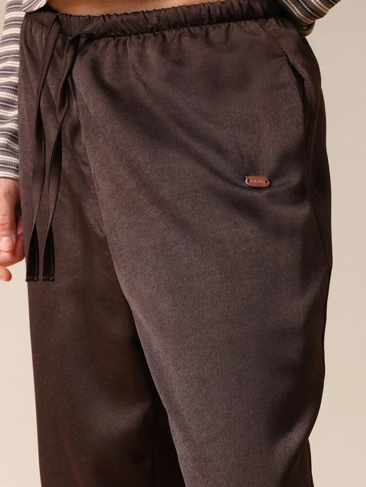 끈이 달린 와이드 레그 팔라조 팬츠