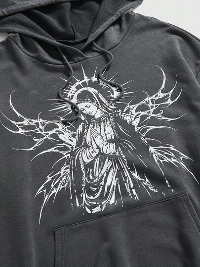 sweat-shirt ample pour femmes avec graphique déchiré de la Vierge Marie