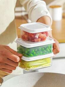 1pc Plastic Food Storage Box, Minimalist Clear Food Storage Container For Kitchen - transparent color - View 1
