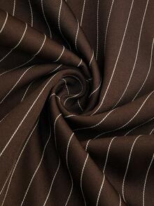 SHEIN Sweetro 复古美式条纹宽松女士西装裤 - 咖啡棕 - 查看 3