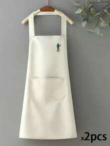 1/2pcs Waterproof And Oil-Proof Cooking Apron With Pockets, Suitable For Men And Women - Multicolor - View 34