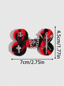ROMWE Grunge Punk 1 pezzo Fermaglio per capelli in stile punk nero e rosso con torsione, accessorio per capelli a forma di ago e osso in stile Y2K, fermaglio per frangia con atmosfera di Ognissanti - Multicolore - Visualizzare 2