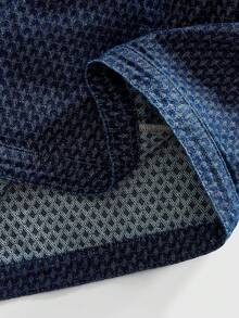 ROMWE MEN Men's Solid Color Zipper Pocket Casual Versatile Denim Jacket - Blue - View 13