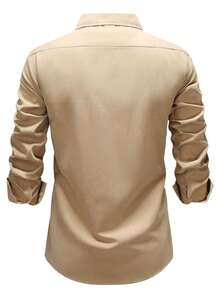 Manfinity Nomadique Men's Western Cowboy Style Casual Long Sleeve Shirt Beige Men Western Shirts Light Brown Shirt Men Cowboy Carter Shirt Cowboy Men Shirt Rodeo Shirt Men - Khaki - View 2