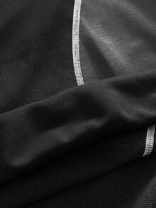 AXEPEAK 男士休闲撞色拼接卫衣，秋冬款，长袖上衣 - 黑色 - 查看 5