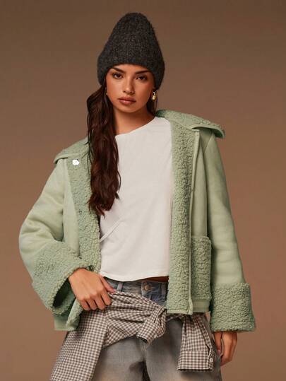 Athîral 女式休闲时尚纯色仿保暖内衬保暖夹克，秋冬