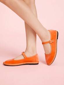 CUCCOO DOLLMOD Giày bệt Mary Jane cổ điển thanh lịch bằng nhung sang trọng dành cho nữ, màu cam sáng - Màu Cam cháy - Xem 8