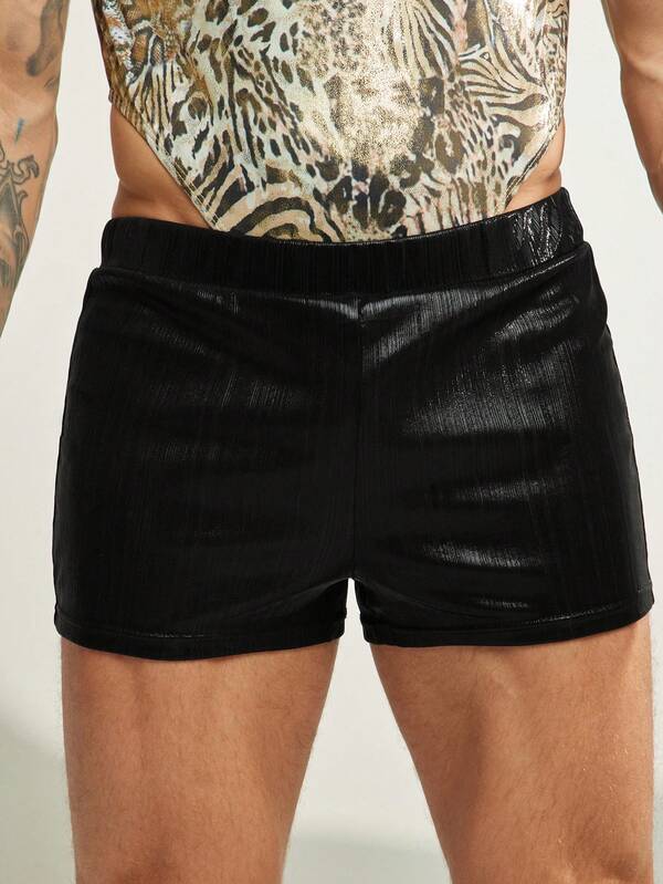 FeverCity Pantalones cortos de punto con textura brillante para hombre, otoño/invierno