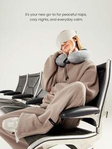 GLOWMODE 休息和发光靠垫舒适柔软亲肤钩环扣耳塞口袋眼罩旅行飞机驾驶日常休闲装 - 米色 - 查看 5