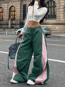 Coolane 女士春夏演唱会街头服饰外出撞色降落伞裤 - 彩色 - 查看 2