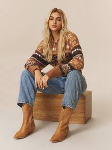 Styleloop Retro Western Style Chunky Heel Women Ankle Boots - Brown - View 7