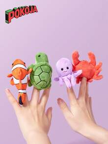 1pc Funny Ocean Series Animal Finger Puppet Plush Doll, Mini Shark, Orca, Turtle, Crab, Octopus, Clownfish Finger Puppets, Parent-Child Interactive Doll, Children's Birthday Gift - Multicolor - View 7
