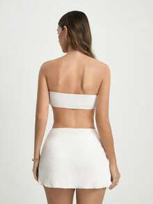 CAJUNI Bikini Set With Too, Bottom And Skirt - White - View 3