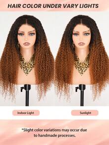 渐变棕色可戴 7x5 预切蕾丝无胶缅甸卷发蕾丝闭合假发预拔发际线皮肤融化透明蕾丝戴上即走假发 - SNatural/4 - 查看 7