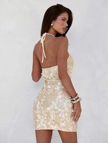 Aloruh 女式亮片露背针织连衣裙，夏季时尚