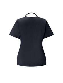 TaskEZ Conjunto de uniformes médicos: Parte superior de cuello en V de manga corta y pantalones para trabajadores de la salud - Gris Oscuro - Ver 4