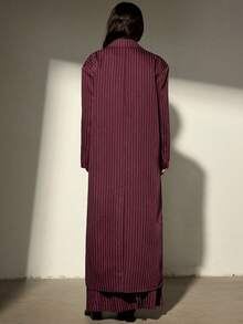 Aveloria Modichic 法式超大长款西装外套套装配裙子，秋季女士商务休闲办公室装 - 紫色 - 查看 2
