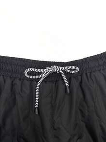 Franclia 大码秋冬绗缝纯色高腰抽绳休闲裤 - 黑色 - 查看 3